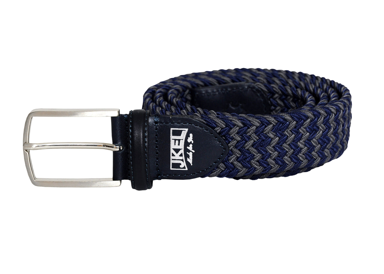 Jkel - Elba Navy/Grey Striped Men Stretch Belt -