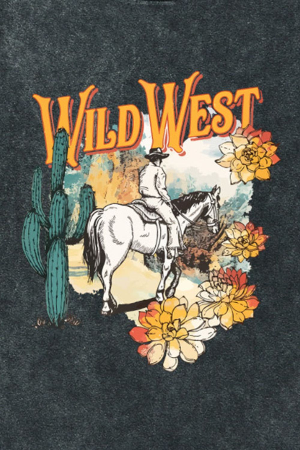 Wild West Graphic Round Neck Short Sleeve T-Shirt - T - 1 COLOR -