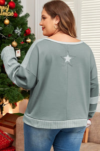 Thumbnail for Plus Size Star Round Neck Long Sleeve Top - SIZES 1XL THRU 3XL ONLY - 1 COLOR -