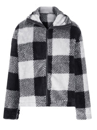 Thumbnail for Full Size Plaid Zip Up Long Sleeve Jacket - T - 3 COLORS -