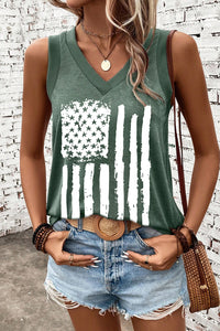 Thumbnail for US Flag V-Neck Tank - T - 1 COLOR -