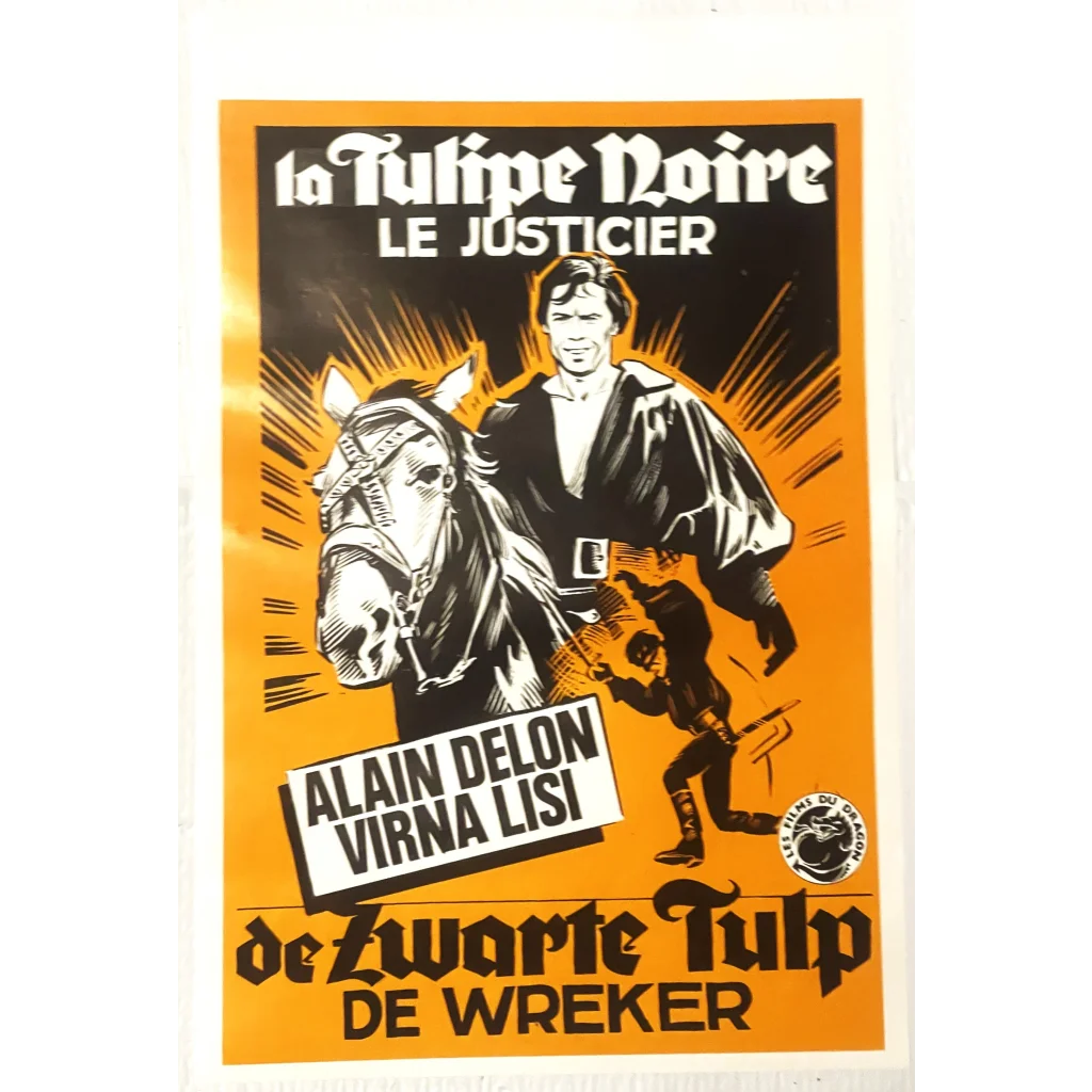 Rare Vintage 1964 the Black Tulip, La Tulipe Noire Belgium Movie Poster, Alain Delon!