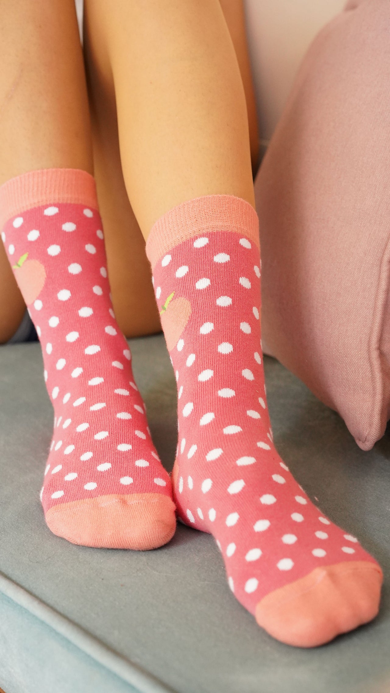 Women's Peach Dot Socks - 1 COLOR -