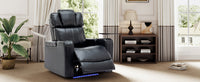 Thumbnail for PU Leather Power Recliner Individual Seat Home Theater Recliner With Cooling Cup Holder, Bluetooth Speaker, LED Lights,