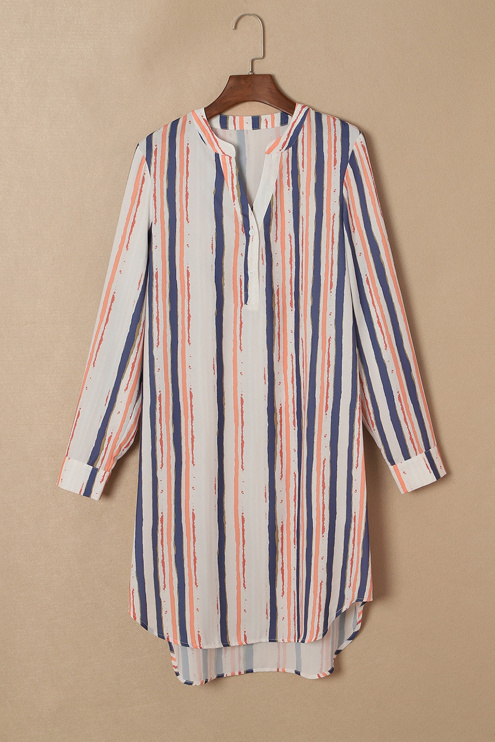 Striped High-Low Longline Shirt - T - 1 COLOR -