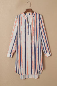 Thumbnail for Striped High-Low Longline Shirt - T - 1 COLOR -