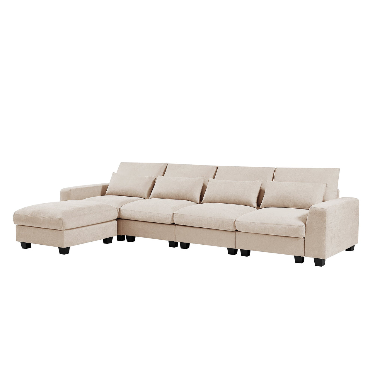 Modern Large L-Shape Feather Filled Sectional Sofa,  Convertible Sofa Couch With Reversible Chaise for Living Room