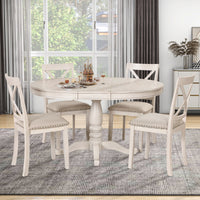 Thumbnail for Modern Dining Table Set for 4,Round Table and 4 Kitchen Room Chairs,5 Piece Kitchen Table Set for Dining Room,Dinette,Br