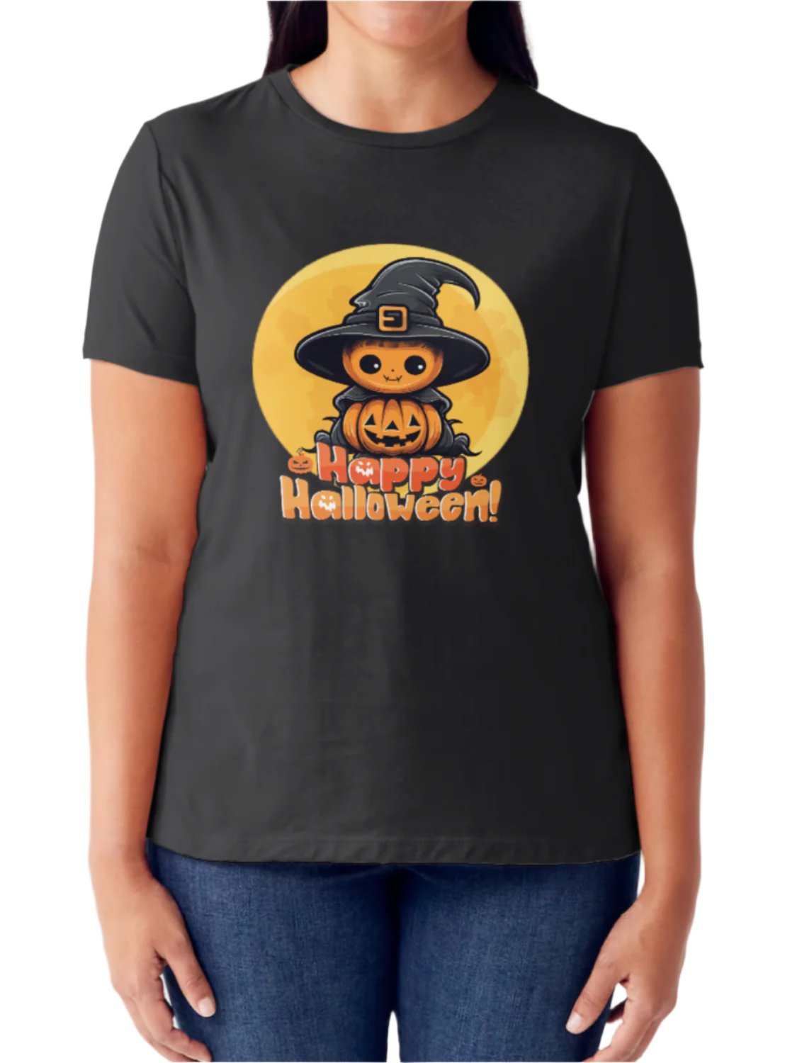 Simply Love Full Size HAPPY HALLOWEEN Short Sleeve Tubular T-Shirt - SIZES S THRU 3XL - T - 2 COLORS -