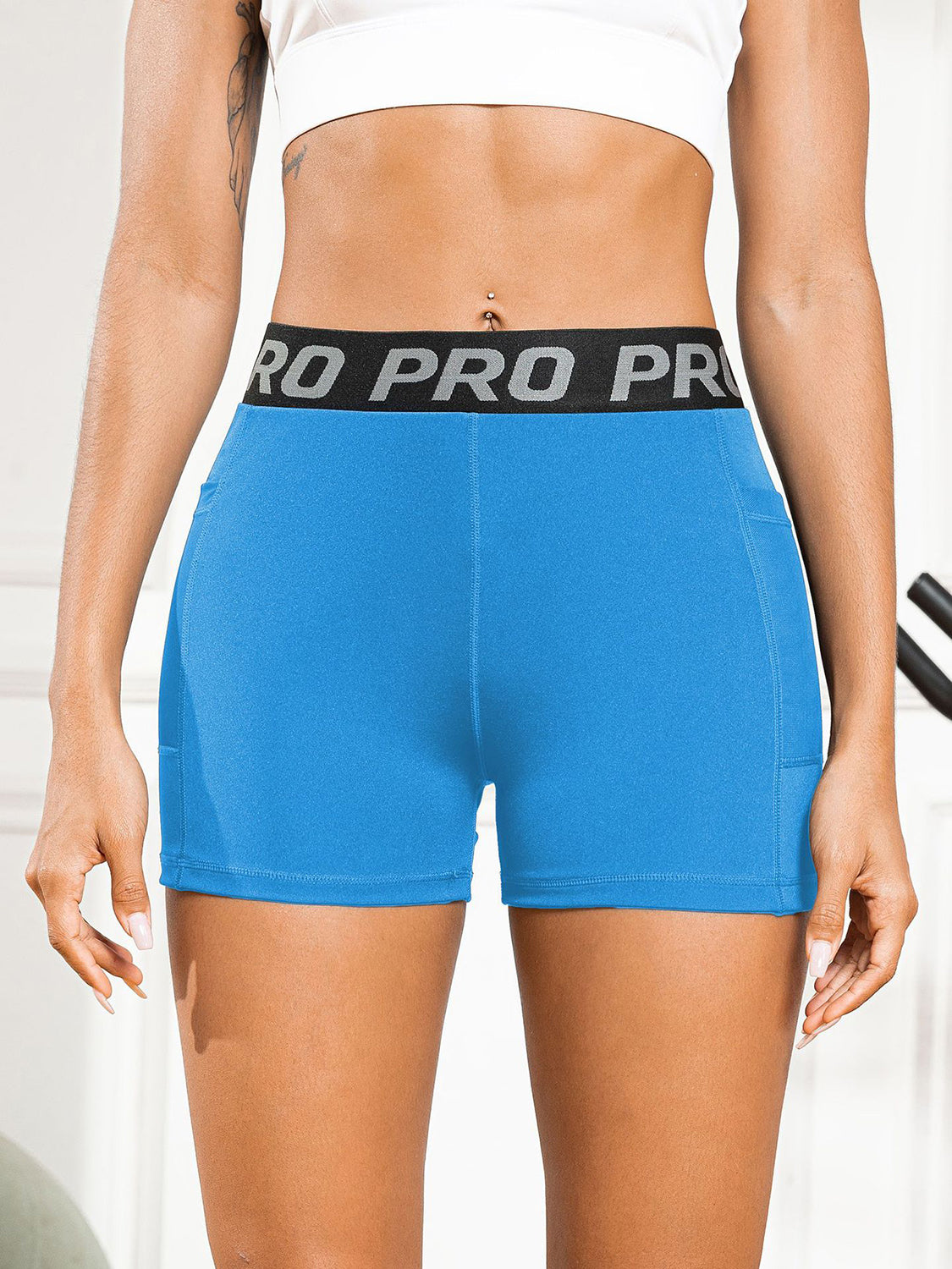 Elastic Waist Active Shorts with Pockets - T - 6 COLORS -