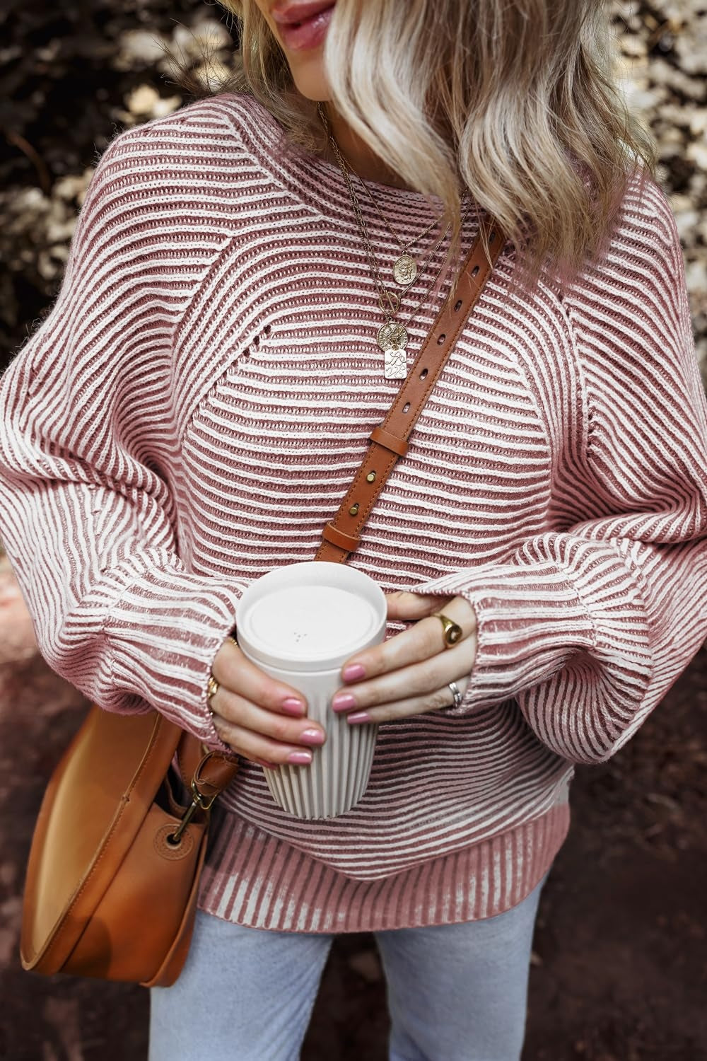 Textured Striped Round Neck Long Sleeve Top - T - 6 COLORS -