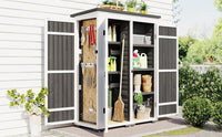 Thumbnail for Outdoor 5.5ft Hx4.1ft L Wood Storage Shed, Garden Tool Cabinet With Waterproof Asphalt Roof, Four Lockable Doors, Multip