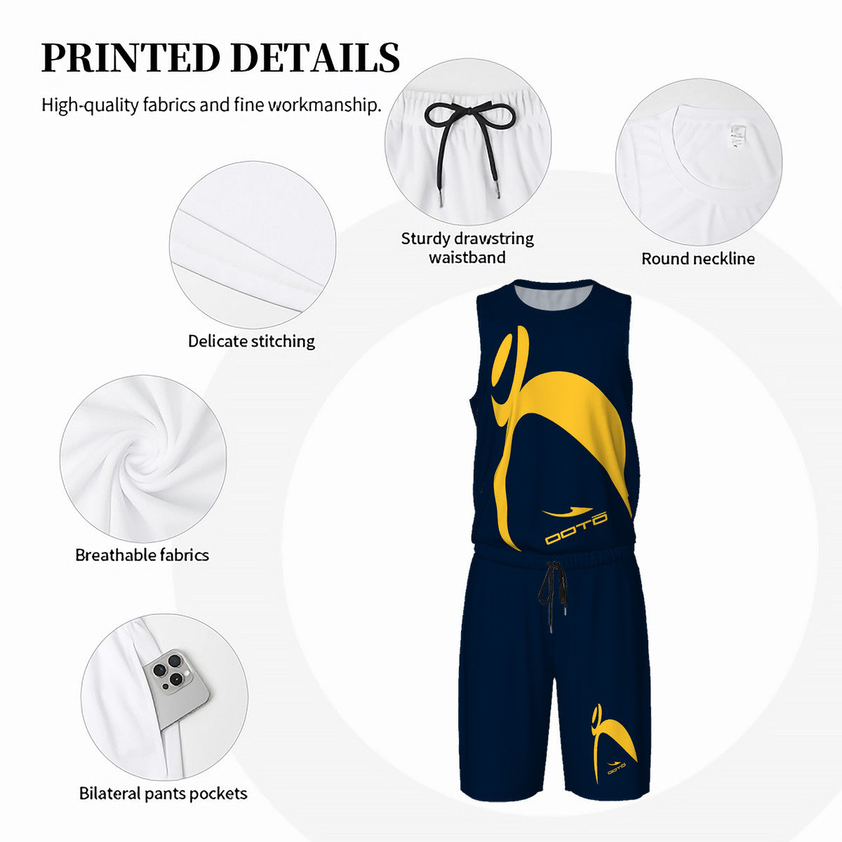 STRETCHED BIG STEPPIN GLYPHIC EN MAIZE - Men’s Basketball Uniform Jersey Set - 2 PCS. - 1 COLOR -