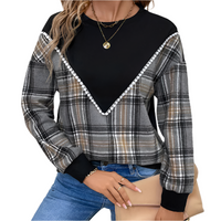 Thumbnail for Check pattern crew neck sweatshirt - T - 1 COLOR -