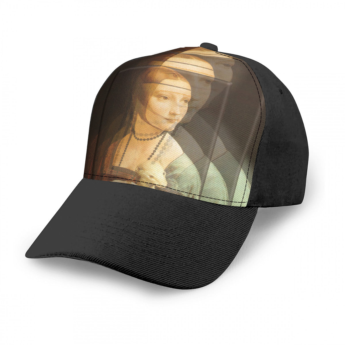 OOTO - LEONARDO DAVINCI Lady with an Ermine - HC_T2 Stitching Curved Brim Baseball Cap - 1 COLOR -