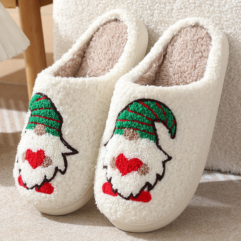 Cute Christmas Gnome pattern cotton slippers indoor home plush warm slippers - EU SIZES - K - 1 COLOR -