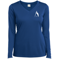 Thumbnail for BIG STEPPIN GLYPHIC EN WHITE - LST353LS Ladies’ Long Sleeve Performance V-Neck Tee - 7 COLORS -