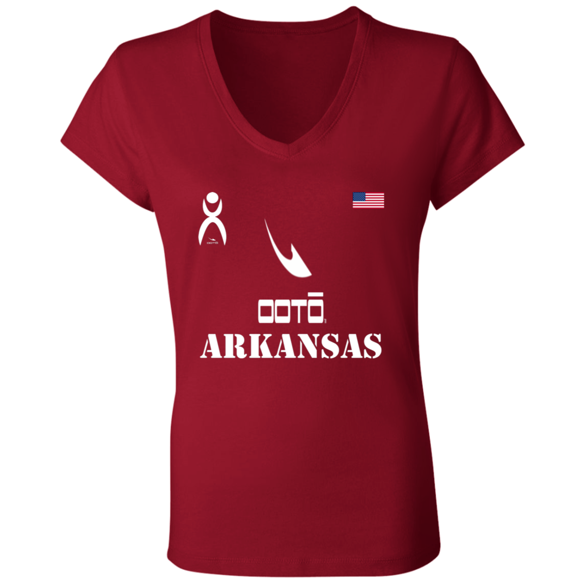 OOTO - ARKANSAS - B6005 Ladies' Jersey V-Neck T-Shirt - 6 COLORS -