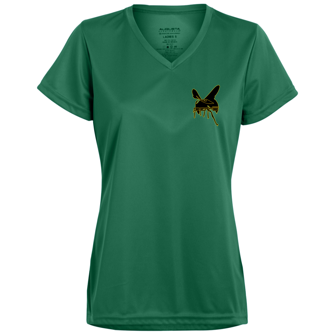 DASH AND HORNET BLACK - 1790 Ladies’ Moisture-Wicking V-Neck Tee - 7 COLORS -