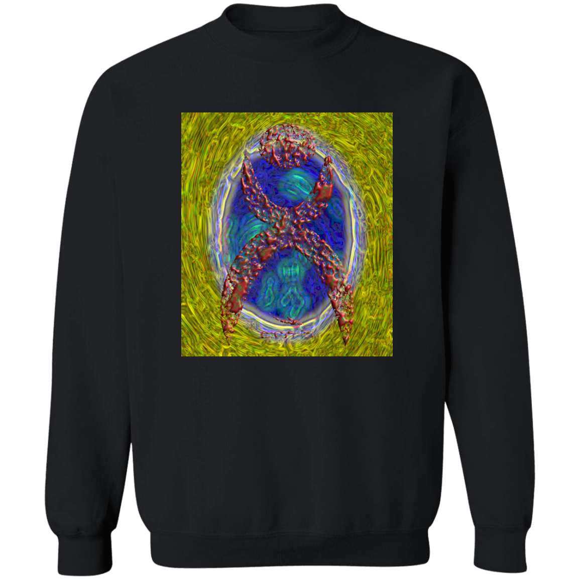 OOTO - GLYPHIC EN HALTED PHASE OVER NEW LIFE IRIDESCENT POOL - G180 Crewneck Pullover Sweatshirt - 1 COLOR -