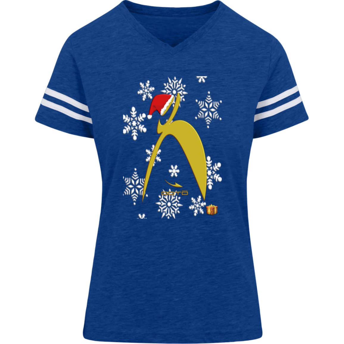 BIG STEPPIN GLYPHIC SANTA - 3537 LAT Womens Football Tee - 5 COLORS -