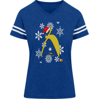 Thumbnail for BIG STEPPIN GLYPHIC SANTA - 3537 LAT Womens Football Tee - 5 COLORS -