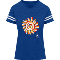 Thumbnail for PAINTED SUN WITH BIG STEPPIN GLYPHIC - 3537 LAT Womens Football Tee - 4 COLORS -