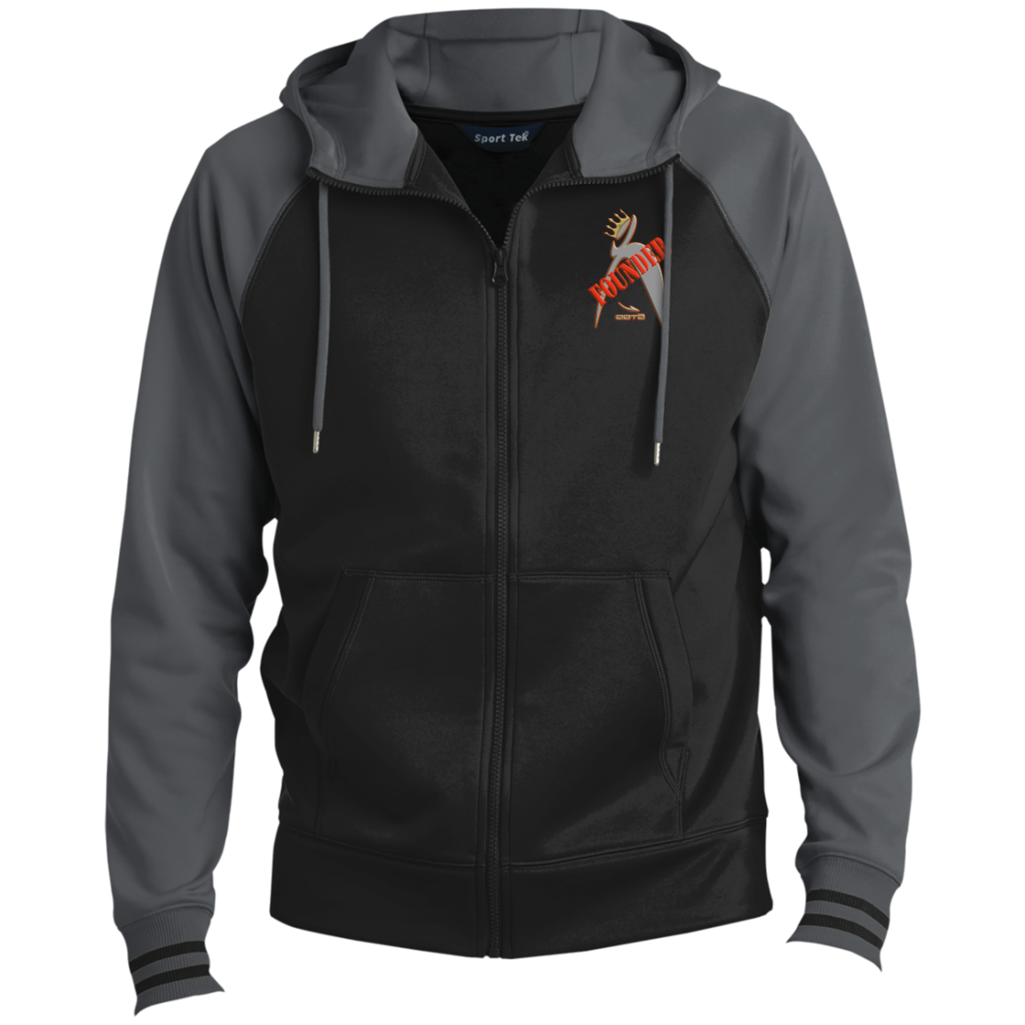 ITEM 14.) FOUNDER - CROWNED BIG STEPPIN GLYPHIC - ST236 Men's Sport-Wick® Full-Zip Hooded Jacket - Men XS THRU 4XL - 2 COLORS -