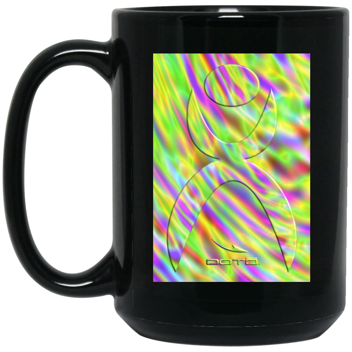 OOTO - GLYPHIC EN GLASS NEON TIDE - BM15OZ 15 oz. Black Mug - 1 COLOR -