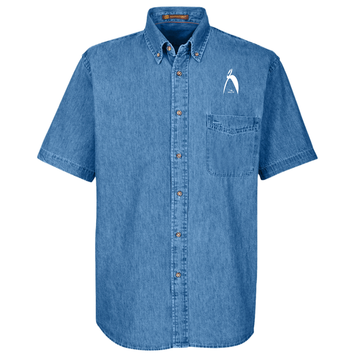 OOTO - BIG STEPPIN GLYPHIC - M550S Harriton Mens Short Sleeve Denim Shirt - 2 COLORS -