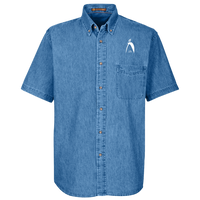 Thumbnail for OOTO - BIG STEPPIN GLYPHIC - M550S Harriton Mens Short Sleeve Denim Shirt - 2 COLORS -