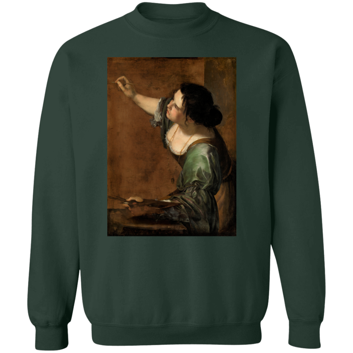 ARTEMISIA GENTILESCHI - CIRCA 1638-1639 - Self Portrait as the Allegory of Painting - G180 Crewneck Pullover Sweatshirt - 4 COLORS -