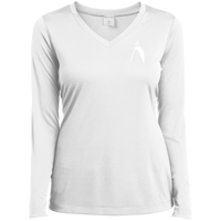 Thumbnail for BIG STEPPIN GLYPHIC EN WHITE - LST353LS Ladies’ Long Sleeve Performance V-Neck Tee - 7 COLORS -