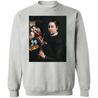 Thumbnail for SOFONISBA ANGUISSOLA - SELF PORTRAIT AT THE EASEL - ca.1556-1565 - LANCUT CASTLE / POLAND - 9 COLORS - G180 Crewneck Pullover Sweatshirt