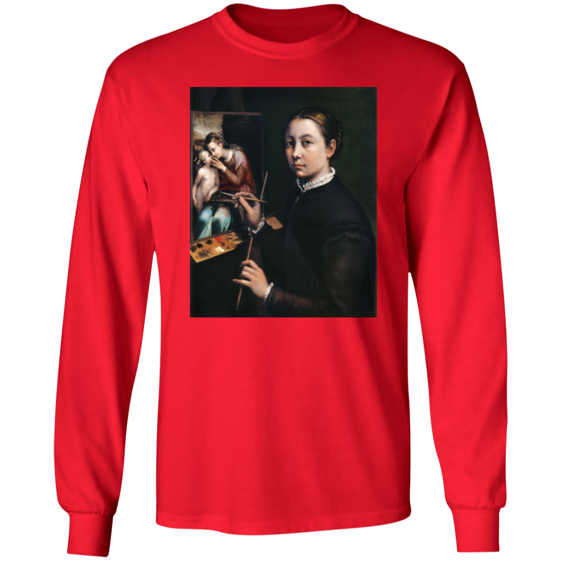 SOFONISBA ANGUISSOLA - SELF PORTRAIT AT THE EASEL - ca.1556-1565 - LANCUT CASTLE / POLAND - G240 LS Ultra Cotton T-Shirt - 7 COLORS -