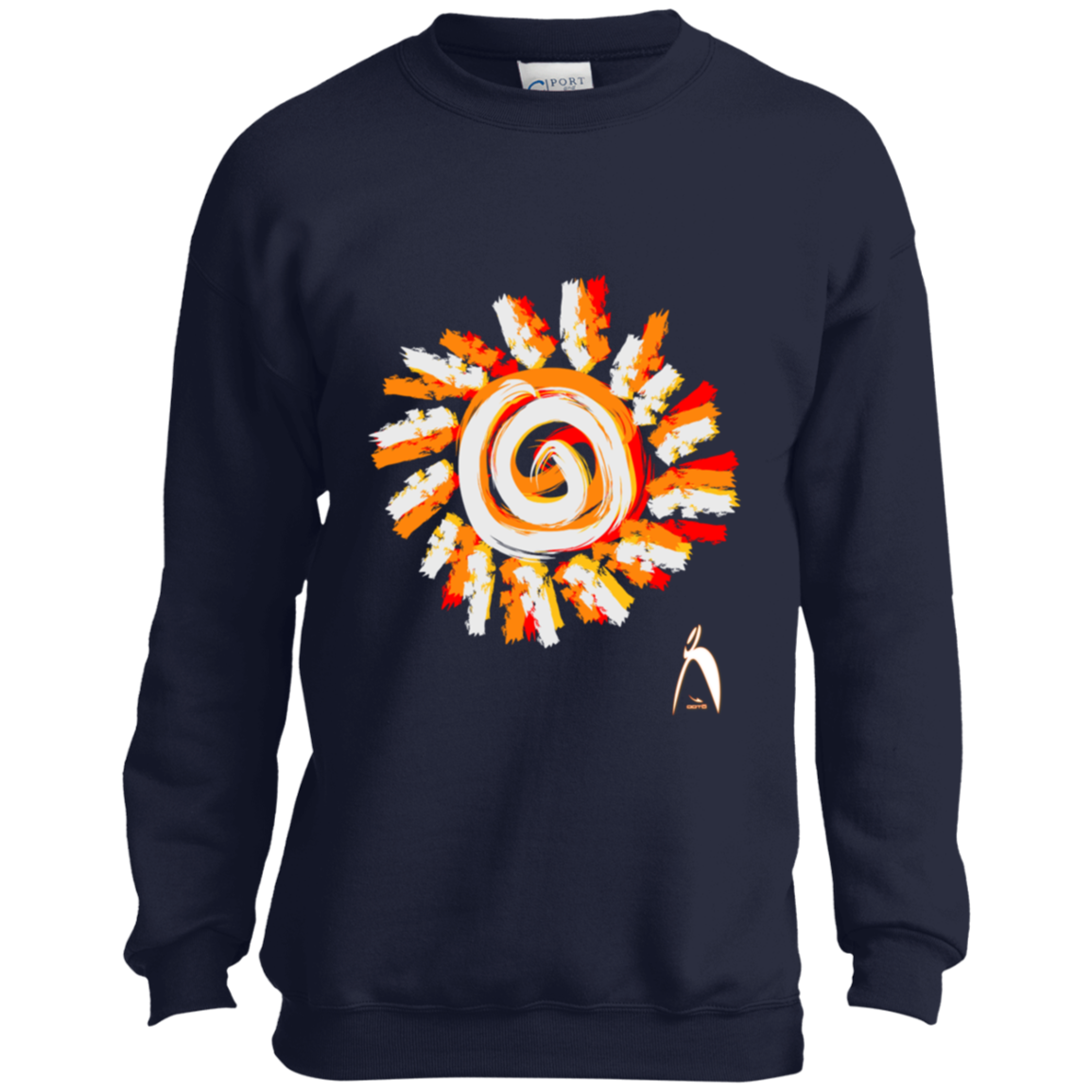 OOTO - PAINTED SUN WITH BIG STEPPIN GLYPHIC - CLOSEOUT - PC90Y Youth Crewneck Sweatshirt - 7 COLORS -