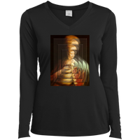 Thumbnail for LEONARDO DAVINCI Lady with an Ermine / CIRCA 1490 X OOTO - LST353LS Ladies’ Long Sleeve Performance V-Neck Tee - 1 COLOR -