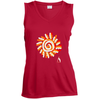 Thumbnail for PAINTED SUN WITH BIG STEPPIN GLYPHIC - CLOSEOUT - LST352 Ladies' Sleeveless V-Neck Performance Tee - 3 COLORS -