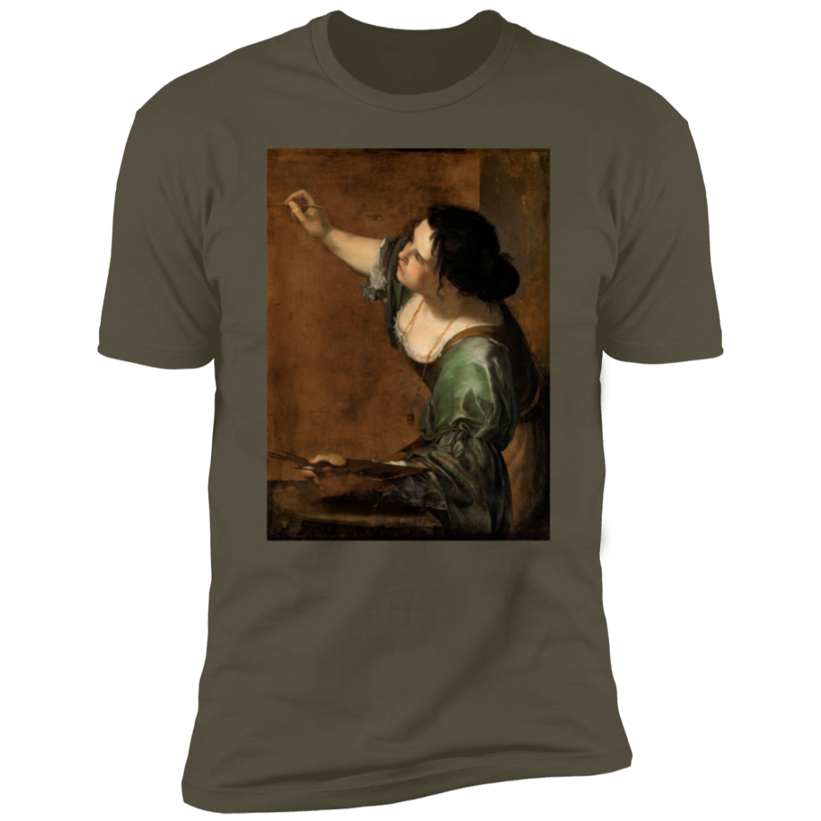 ARTEMISIA GENTILESCHI - CIRCA 1638-1639 - Cumberland Gallery / Hampton Court Place - Self Portrait as the Allegory of Painting - NL3600 Premium Short Sleeve T-Shirt - 2 COLORS -