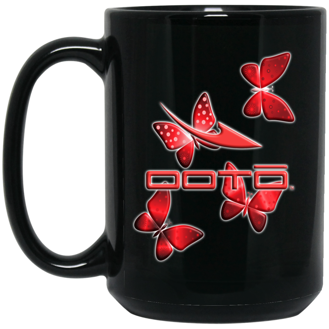 OOTO - DASH AND BUTTERFLIES - BM15OZ 15 oz. Black Mug - 1 COLOR -