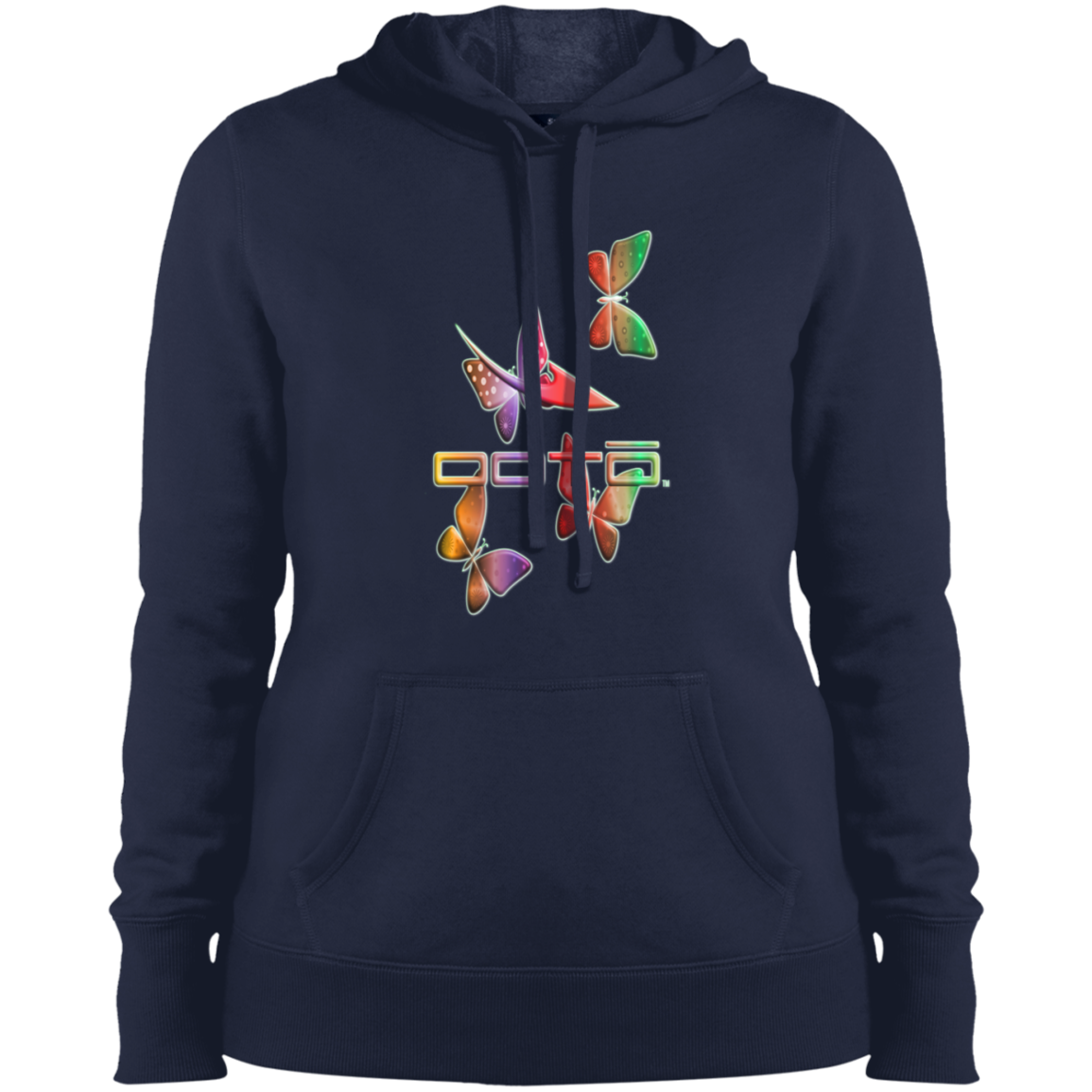 OOTO - DASH AND BUTTERFLIES EN MULTI COLOR - LST254 Ladies' Pullover Hooded Sweatshirt - 4 COLORS -