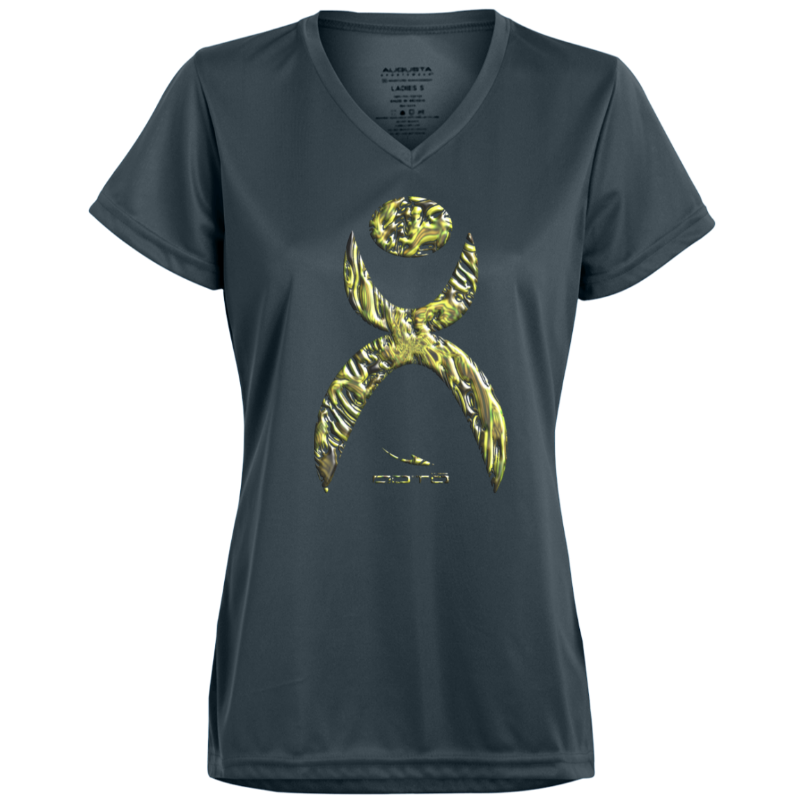 GLYPHIC EN YELLOWED MESS HALTED PHASE - 1790 Ladies’ Moisture-Wicking V-Neck Tee - 5 COLORS -