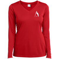 Thumbnail for BIG STEPPIN GLYPHIC EN WHITE - LST353LS Ladies’ Long Sleeve Performance V-Neck Tee - 7 COLORS -