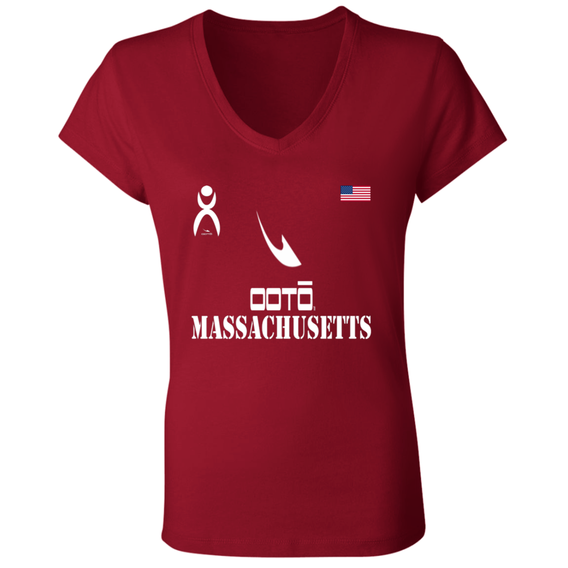 OOTO - MASSACHUSETTS - B6005 Ladies' Jersey V-Neck T-Shirt - 6 COLORS -