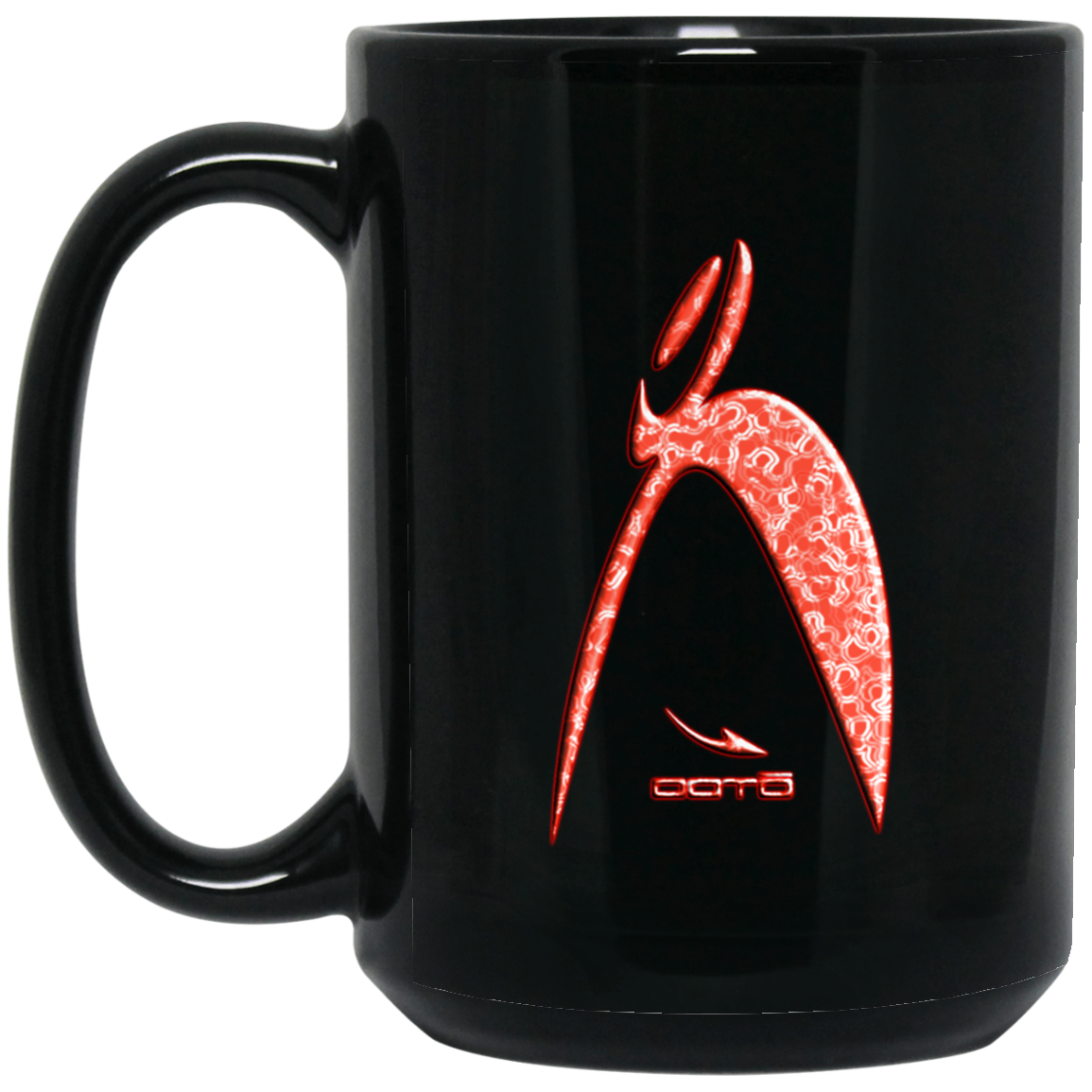 OOTO - BIG STEPPIN GLYPHIC NEON RINGS RED - BM15OZ 15oz Black Mug - 1 COLOR -