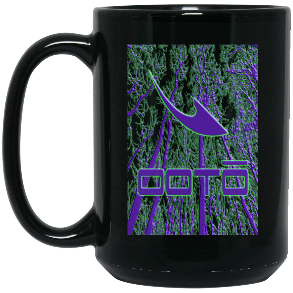 OOTO - DASH EN EERIE TREES PURPLE BM15OZ 15 oz. Black Mug - 1 COLOR -