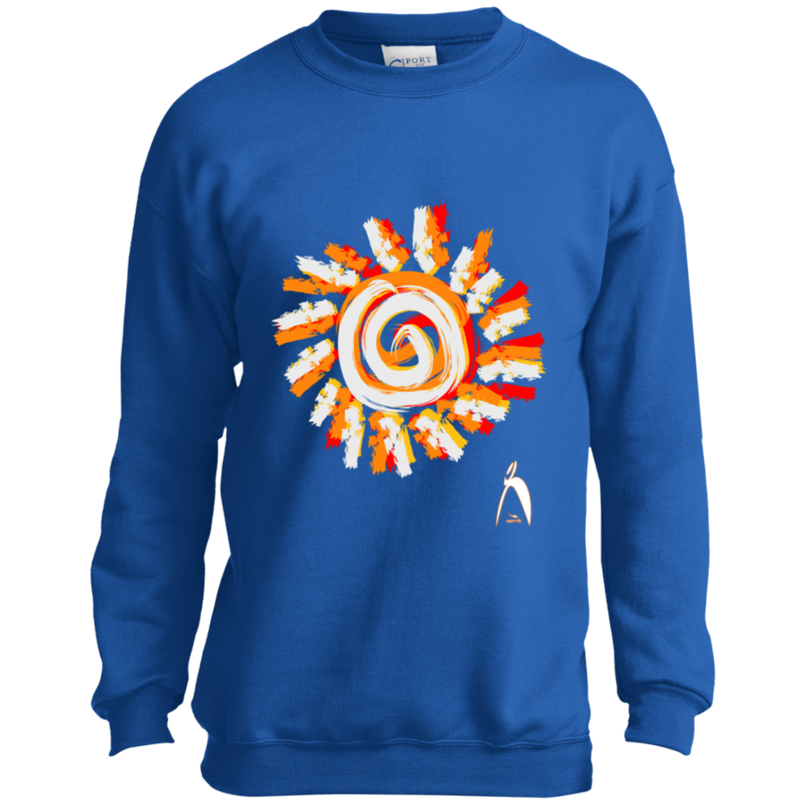 OOTO - PAINTED SUN WITH BIG STEPPIN GLYPHIC - CLOSEOUT - PC90Y Youth Crewneck Sweatshirt - 7 COLORS -