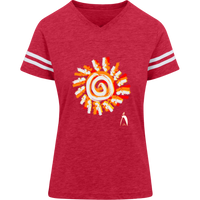 Thumbnail for PAINTED SUN WITH BIG STEPPIN GLYPHIC - 3537 LAT Womens Football Tee - 4 COLORS -