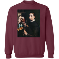 Thumbnail for SOFONISBA ANGUISSOLA - SELF PORTRAIT AT THE EASEL - ca.1556-1565 - LANCUT CASTLE / POLAND - 9 COLORS - G180 Crewneck Pullover Sweatshirt