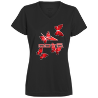 Thumbnail for DASH AND BUTTERFLIES - 1790 Ladies’ Moisture-Wicking V-Neck Tee - 1 COLOR -